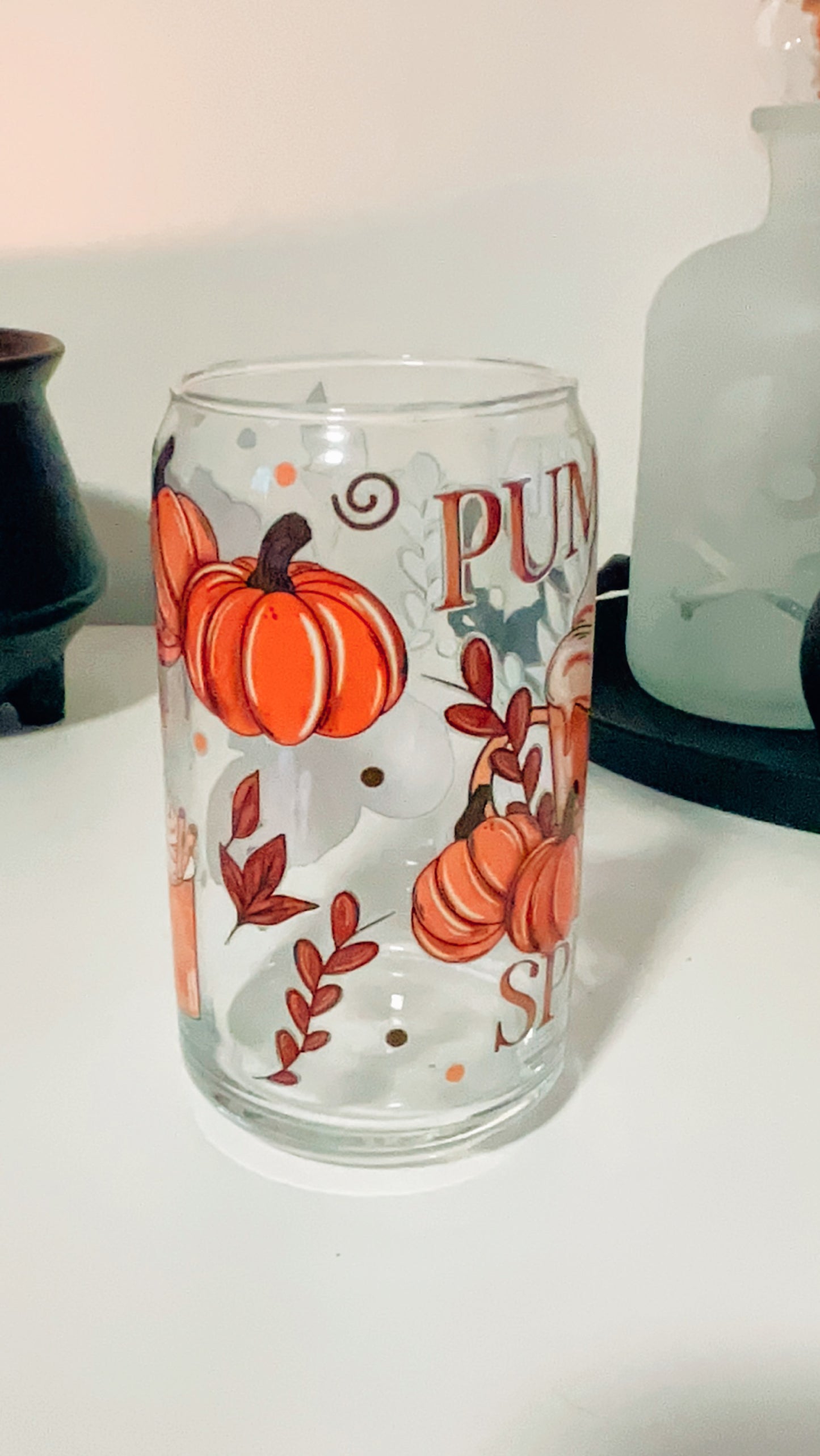 Pumpkin Spice Glass Cup