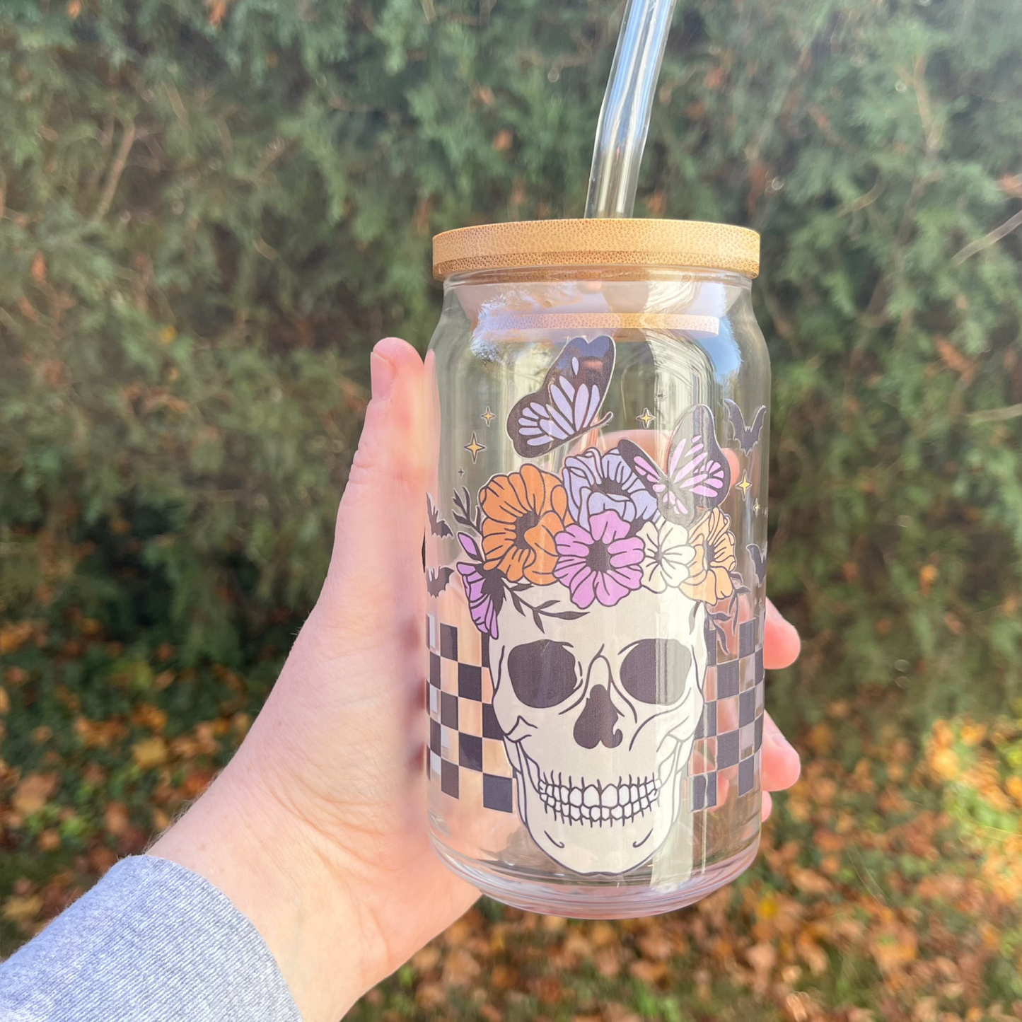 Floral crown Glass Cup