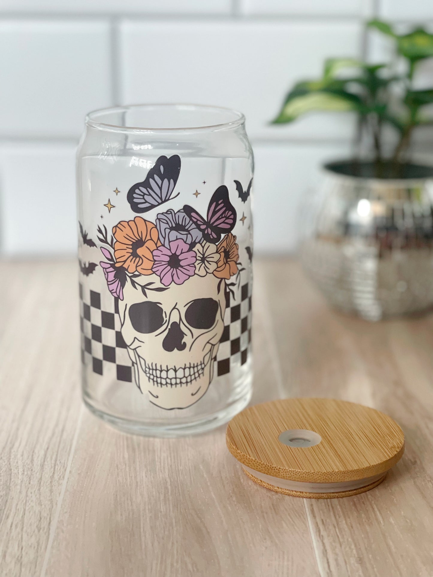 Floral crown Glass Cup