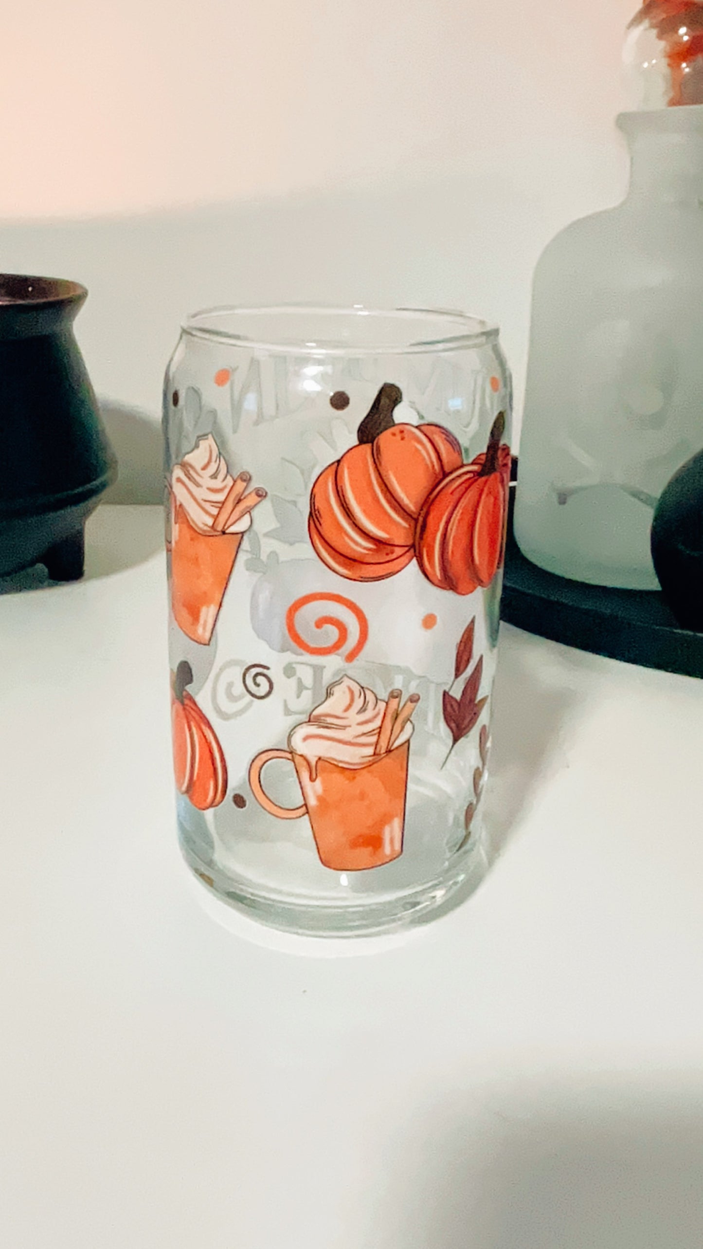 Pumpkin Spice Glass Cup