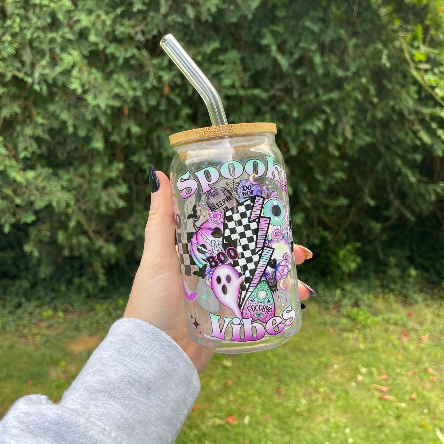 Spooky Vibes Glass Cup