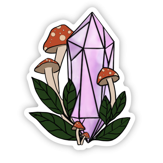 Crystal & Mushroom Vinyl Sticker
