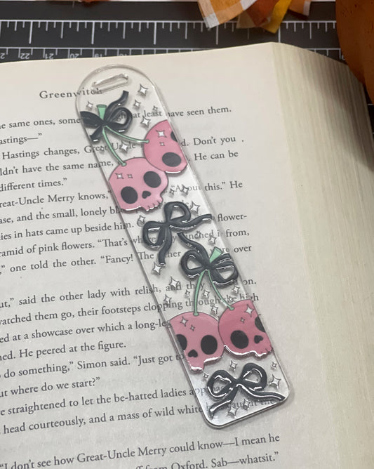 Cherry Skulls Acrylic Bookmark